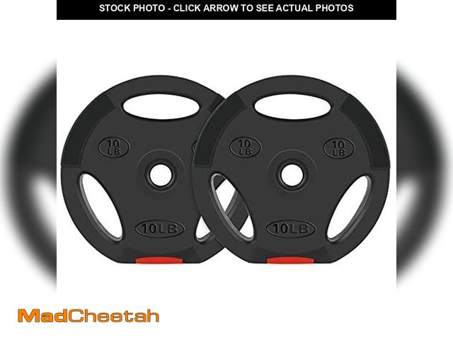 Lot 74-12664641 - Signature Fitness Standard 10 Pound Coded and Vinyl Coated Olympic Weight Plate for Muscle Strengthe...