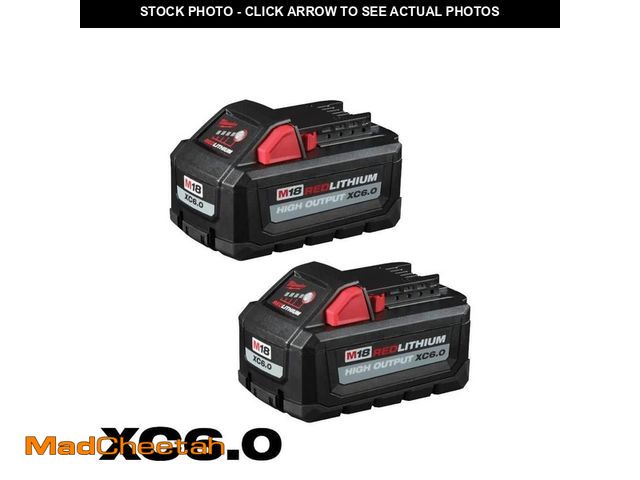 Lot 74-14606061 - Milwaukee M18 18-Volt Lithium-Ion High Output 6.0Ah Battery Pack (2-Pack) 48-11-1862 - UNUSED