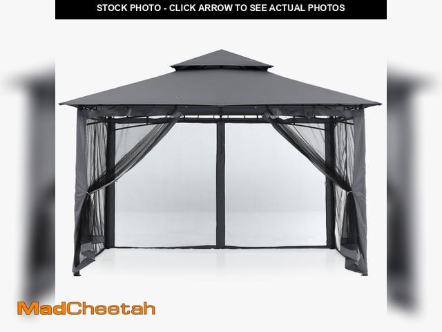 Lot 74-12479591 - ABCCANOPY 11'x11' Patio Gazebo With Mosquito Netting and Double Soft Roof Canopies for Shade and Rai...