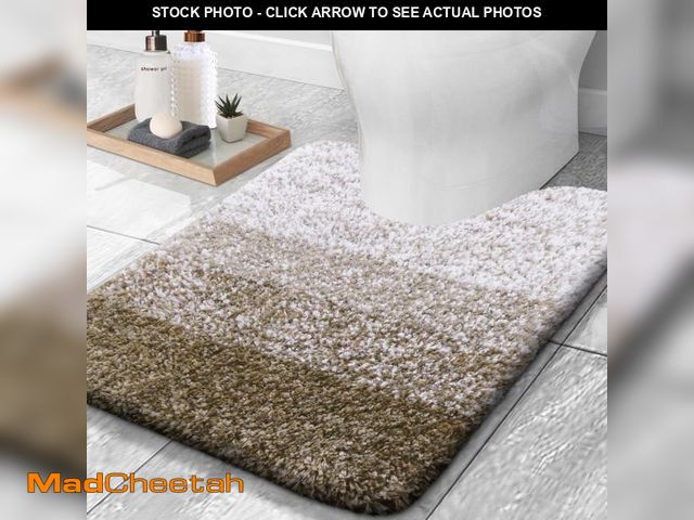 Lot 74-12219198 - OLANLY Luxury Toilet Rugs U-Shaped 24x20, Extra Soft and Absorbent Microfiber Bathroom Rugs, Non-Sli...