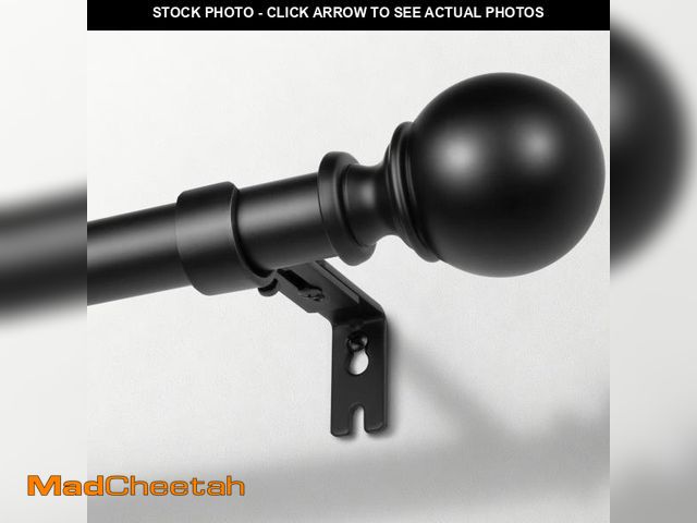 Lot 74-12444885 - Zeerobee Curtain Rods for Windows 66 to 120, 1 Inch Adjustable Heavy Duty Black Curtain Rod, Outdoor...