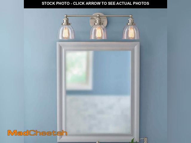 Lot 74-12492041 - Home Decorators Collection Evelyn 26.75 in. 3-Light Brushed Nickel Vanity Light with Clear Glass Sha...