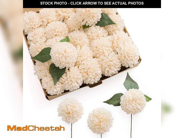 Lot 74-12309434 - Ling's Moment Cream Dahlia Foam Artificial Flowers Real Touch Faux Fake Flower for Home Decor Gradua...