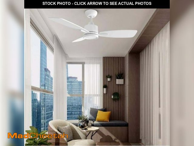 Lot 74-12684795 - S3 Series 42 in. LED Light White &amp; Ceiling Fan with Remote, Reversible Quiet DC Motor for Bedroo...
