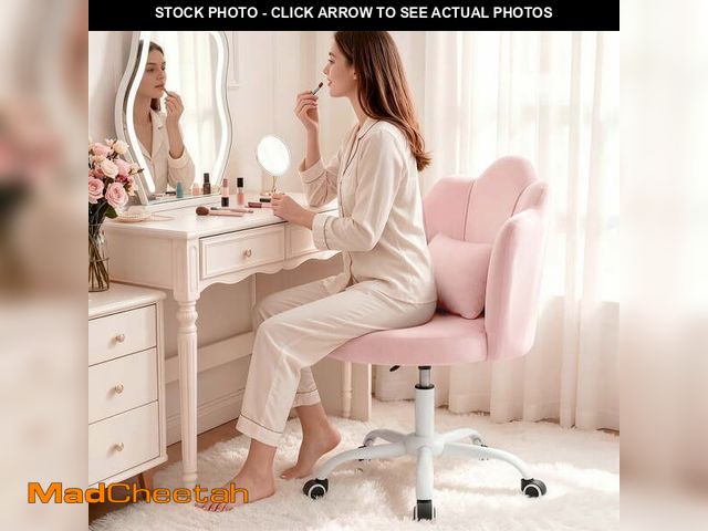 Lot 74-14350352 - COOLHUT Vanity Chair, Velvet Petal Vanity Makeup Chair with Lumber Support, Home Office Desk Chair w...