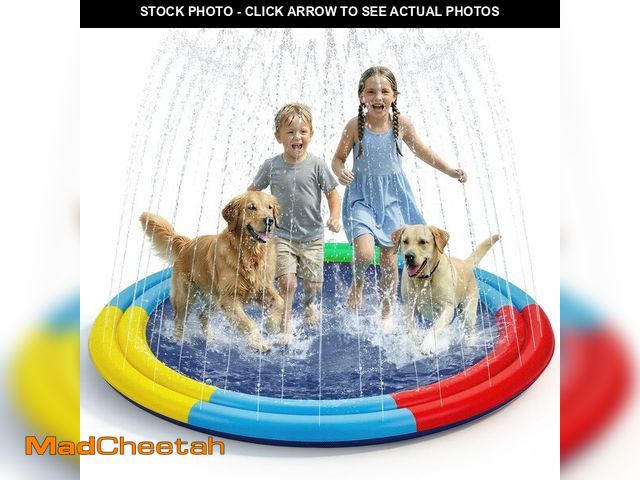 Lot 74-14061458 - Large Splash Pad for Kids &amp; Dogs, 78Ã¢â¬Â Sprinkler Splash Pad with Dual Spray Tubes, Thick No...