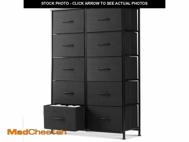 Lot 74-12800751 - EDX 10 Drawer Dresser, Wide Chest of Drawers Nightstand Storage Tower Storage Fabric Dresser with Wo...