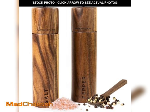 Lot 74-12441887 - Saffron &amp; Sage Premium Acacia Wood Salt and Pepper Grinder Set of 2-8Ã¢â¬Â Tall Salt and Peppe...