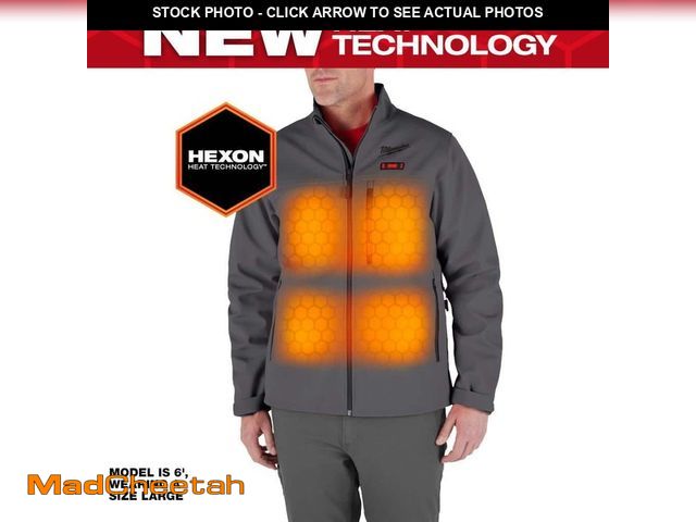 Lot 74-13137414 - Milwaukee Men's Large M12 12-Volt Lithium-Ion Cordless Tough Shell Gray Heated Jacket Kit with (1) 3...