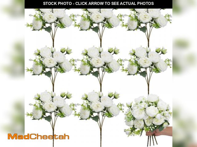 Lot 74-12434785 - Crowye 8 Bundles Artificial Peonies Realistic Flowers with Stems Bouquet Peonies for Table Centerpie...