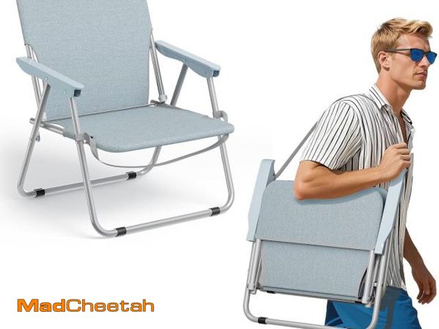 Lot 74-12138015 - Simple Deluxe Wide Seat Beach Chair, Compact Folding Camping Chair, Beach Chairs for Adults, Camping...
