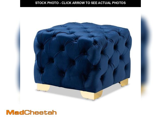 Lot 74-12640673 - Baxton Studio Avara Royal Blue and Gold Ottoman - UNUSED