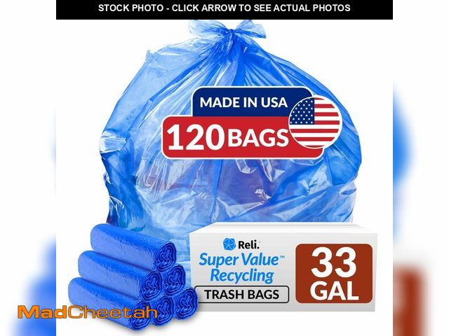 Lot 74-13953803 - Reli. SuperValue 33 Gallon Recycling Bags (120 Count) Made in the USA - Blue Trash Bags, 30-33 Gallo...