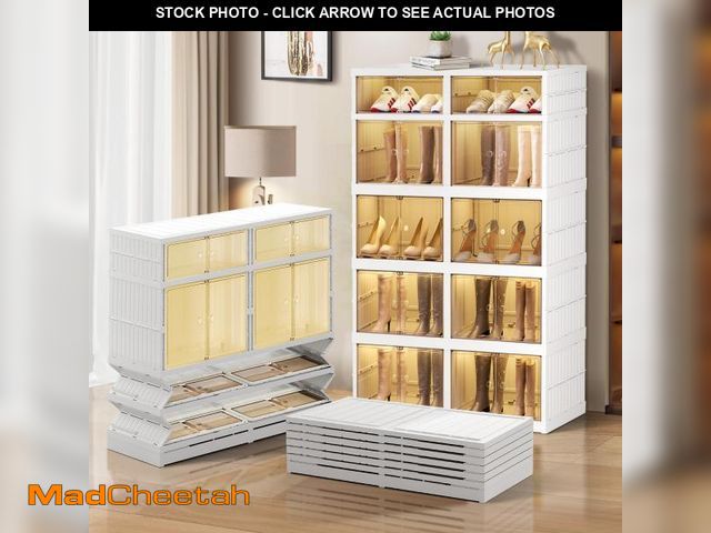 Lot 74-12145267 - CIMLORD 5-Tier Foldable Shoe Rack Organizer for Closet 20Pairs Plastic Collapsible Shoes Storage Box...