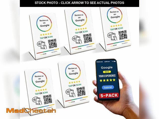 Lot 74-12459838 - TapFive Google Review Stand (5-Pack) - Tap for Instant Reviews - Reusable Smart Tap NFC &amp; QR - A...