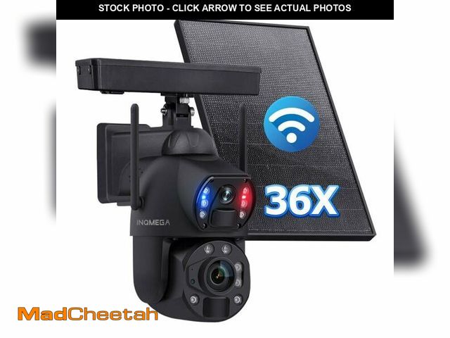 Lot 74-12713163 - INQMEGA 36X Optical Zoom Solar Security Camera Outdoor, 6MP Dual-Lens, 20,000mAh Battery, 10W Solar ...