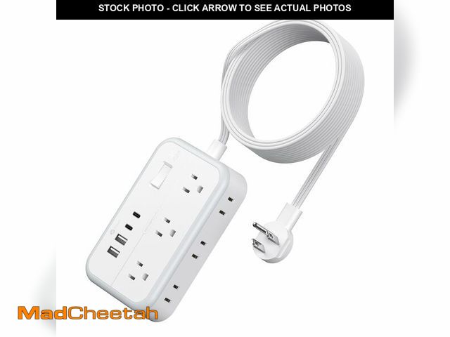 Lot 74-13452778 - Extension Cord 15 ft Power Strip with 6 Outlets 4 USB Charger(2 USB C Port) Flat Plug Outlet Extende...