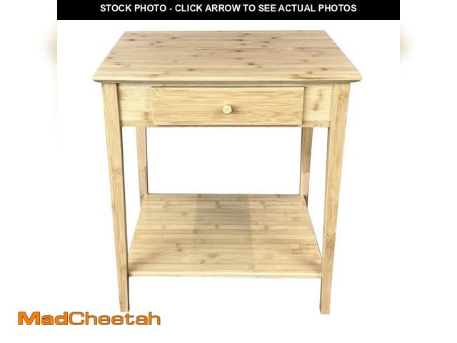 Lot 74-12764763 - (MISSING HARDWARE) Bamboo End Table with Drawer | Natural - USED