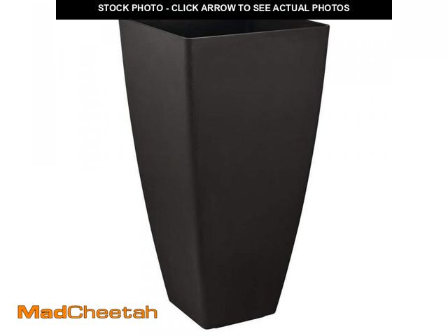 Lot 74-12464032 - (CHIPPED) Vigoro 14.5 in. Tallulah Black Modern Recycled Materials Slate Tall Square Planter (14.5 i...