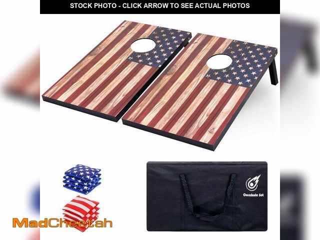 Lot 74-13818423 - Cometoss Classic Cornhole Set 3'x2' Outdoor Games- Includes 2 MDF Wood Boards 35.4x23.6 Inch,8 12 Ou...