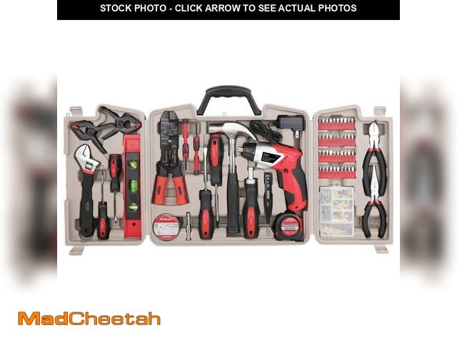 Lot 74-14319412 - Apollo Home Tool Kit with 3.6-Volt Li-Ion Cordless Screwdriver,(161-Pieces) - UNUSED