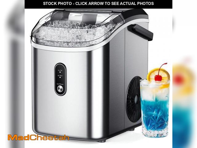 Lot 74-12032513 - *SEE DETAILS* SIMZLIFE 9.45 in. 34 lb. /24H Nugget Ice Countertop Portable Ice Maker in Silver, Read...