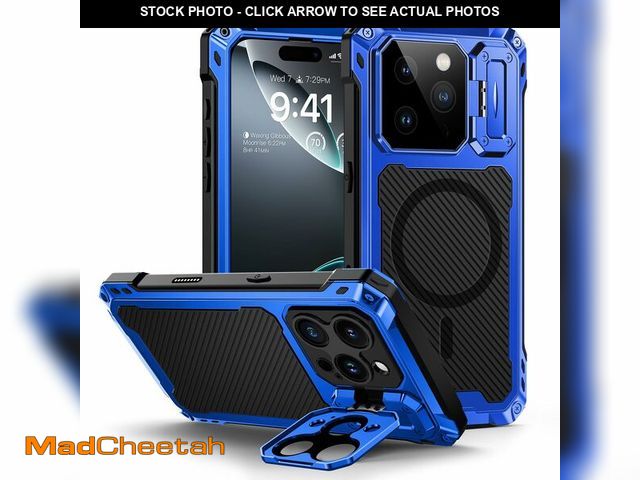 Lot 74-13545076 - Lanhiem for iPhone 16 Pro Max Metal Case with Camera Cover &amp; Stand [Compatible with MagSafe] [Bu...