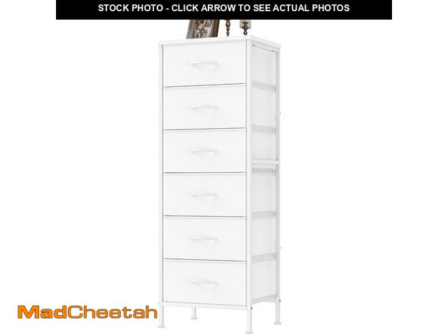 Lot 74-14070512 - EZKAMFORT Tall Skinny Dresser for Bedroom 6 Drawer , White Closet Dresser, Clothes Dresser, 15.4" L ...