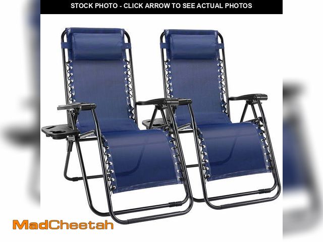 Lot 74-14369981 - EDX Zero Gravity Chair Outdoor Lounge Chair?Suitable for Beach Terrace Pool Patio, Blue 2-Pack - UNU...