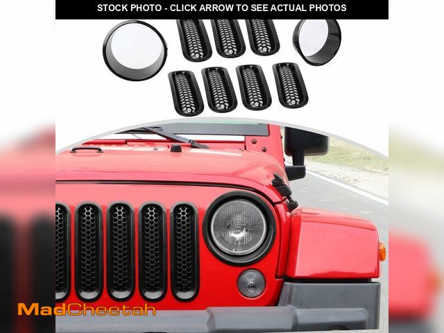 Lot 74-14207329 - CheroCar for JK Mesh Grille Grill Insert &amp; Headlight Cover Trim Exterior Accessories for Jeep Wr...