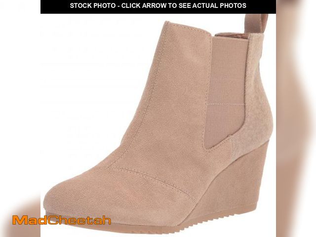 Lot 74-12342984 - Toms Bailey Warm Taupe Fashion Pull On Rounded Toe Wedge Casual Ankle Boots (8, Warm Taupe) - UNUSED