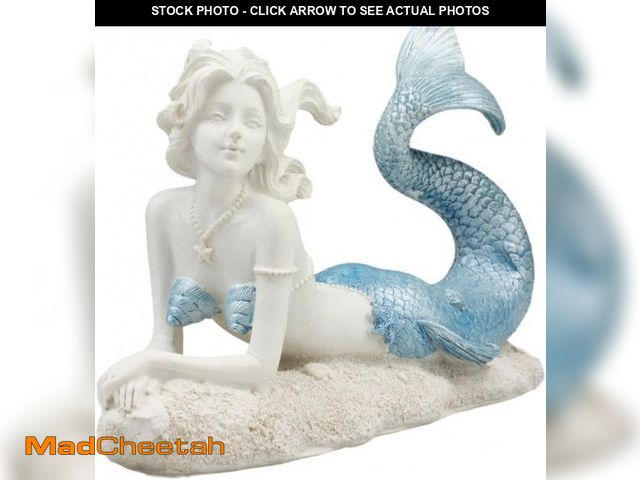 Lot 74-12325753 - Ebros Beautiful Ocean Goddess Celeste Blue Tailed Mermaid Statue 8" Long Relaxing Under The Sea Merm...
