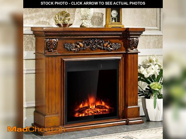 Lot 74-12585163 - 22.5 in. Direct Vent Electric Fireplace Insert Freestanding and Recessed Heater Log Flame Remote - U...