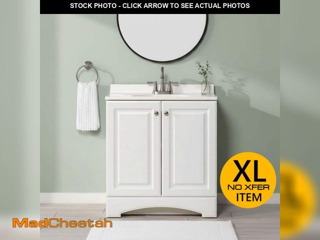 Lot 74-14074445 - Glacier Bay 30 in. Single Sink White Freestanding Bath Vanity with White Cultured Marble Top (Assemb...