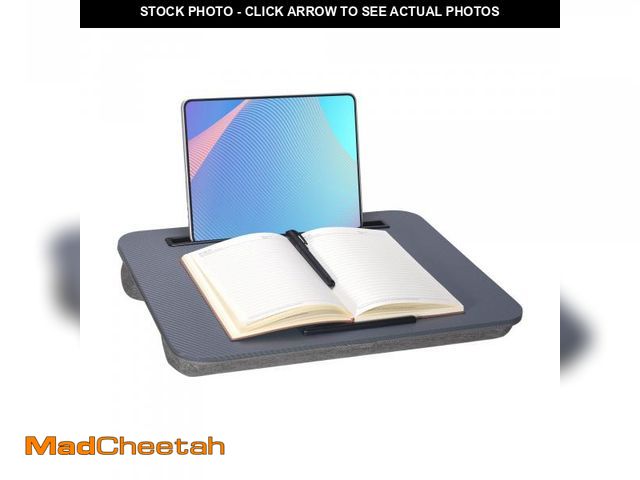 Lot 74-12119732 - Portable Laptop Desk Fits Up to 16Ã¢â¬Å Laptops, with Tablet Slot, Built-in Cushion, Great for Hom...