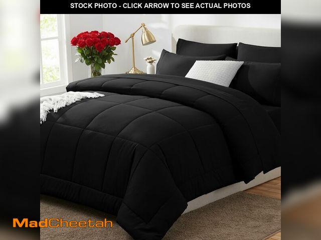 Lot 74-13959334 - CozyLux Queen Comforter Set Black, 7 Pieces Bed in a Bag, Black Comforter Queen Size, All Season Bed...