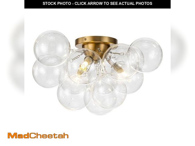 Lot 74-13282399 - HUOKU Orbis 18 in. W 3-Light Modern Brushed Gold Semi-Flush Mount Dimmable Cluster Froyer Ceiling Li...