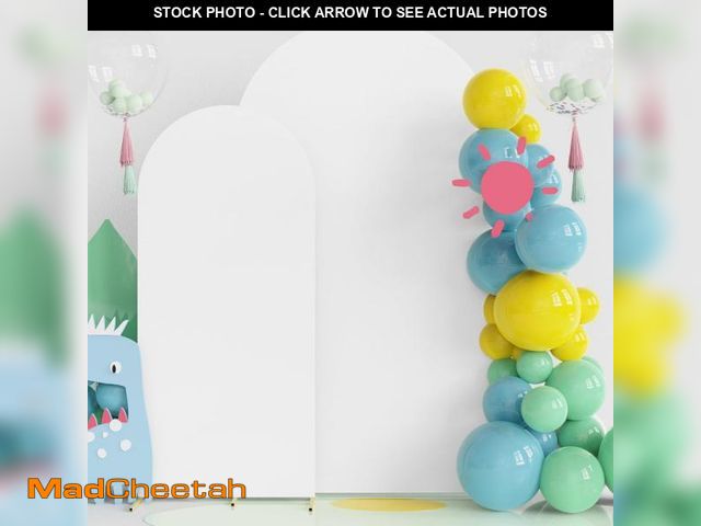 Lot 74-12306682 - Fomcet Set of 2 Wedding Arch Cover 6FT, 7.2FT 2-Sided Round Top Spandex Arch Backdrop Cover Fitted F...