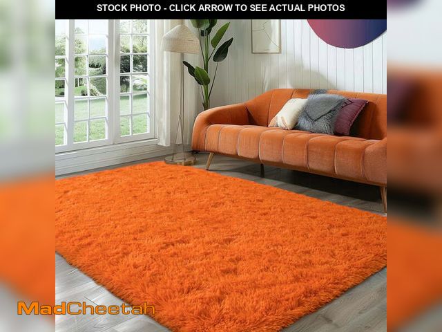 Lot 74-14311485 - ZENELESS Solid Shag Collection Rug,5x7ft Tiger Orange Fluffy Area Rugs Perfect for Living Room, Dini...