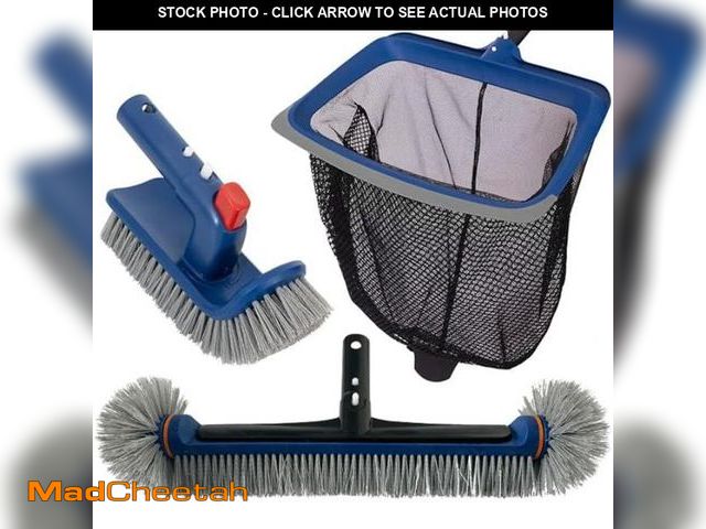 Lot 74-12214872 - Deluxe Swimming Pool Cleaning Kit Including Pool Skimmer Net with Rubber Edge, 17.5" Pool Brush Head...