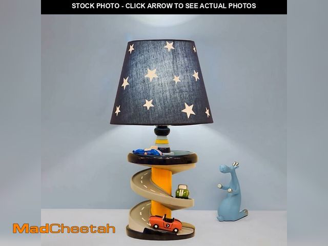 Lot 74-14060249 - HERBESTBAY Table Lamp, Adorable 14 Inch Racing Road Style Kids Desk Lamp, Car Bedside Lamp Ideal for...