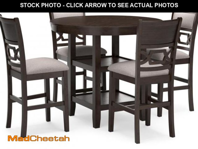 Lot 74-12363399 - Signature Design by Ashley Langwest Transitional Diamond Patterned Counter Height Dining Table and 4...