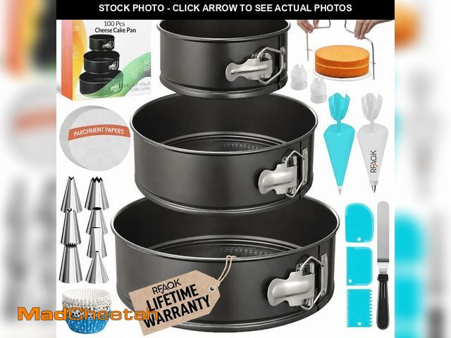 Lot 74-14271815 - RFAQK 100pcs Cake Pan Sets for Baking + Cake Decorating Supplies: 3 Non-Stick Springform Pans Set (4...