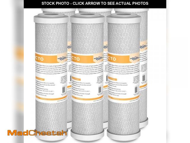 Lot 74-11553488 - Membrane Solutions 5 Micron 2.5" x 10" CTO Carbon Block Water Filter Cartridge Replacement for Whole...