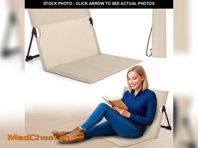 Lot 74-14381819 - Jetec Widened Foldable Floor Backrest Chair Portable Metal Frame Camping Chair with Storage Bag Ligh...