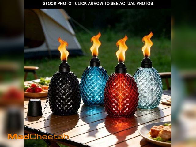 Lot 74-14207444 - CMAQIL 4 Pack Glass Tabletop Citronella TorchesÃ¯Â¼Å12.5 oz Citronella Torches for Outside Burn Tim...