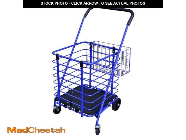 Lot 74-12557625 - Milwaukee Steel Shopping Cart in Blue with Accessory Basket - USED