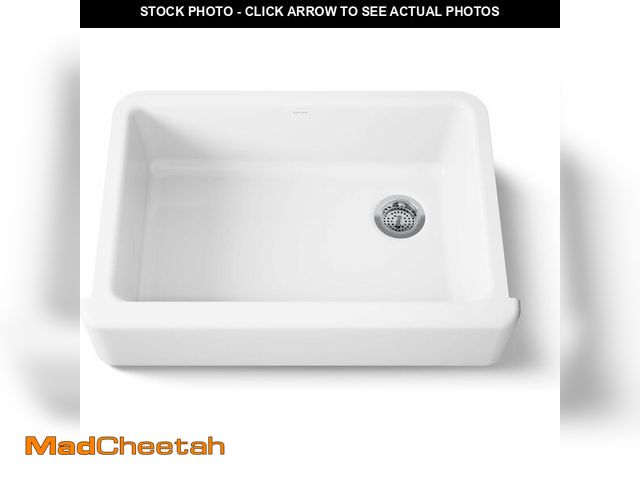 Lot 74-12494345 - (MISSING DRAIN) Kohler 5827-0 WhitehavenÂ® 32-3/4" undermount single-bowl farmhouse kitchen sink, Wh...