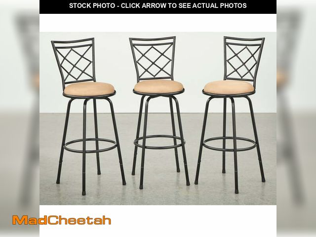Lot 74-12565905 - Simple Living  Alyssa Adjustable Height Swivel Stools (Set of 3) Black Black Finish Microfiber - UNU...