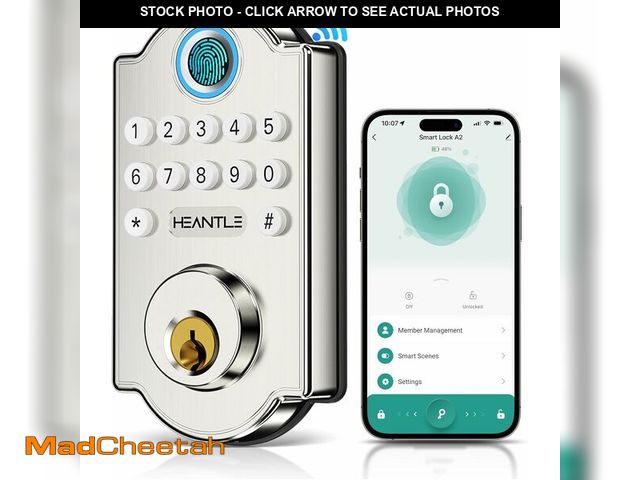 Lot 74-10907005 - Smart Door Lock WiFi Deadbolt: HEANTLE Keyless Entry Front Door Lock Fingerprint Alexa Smart Lock El...
